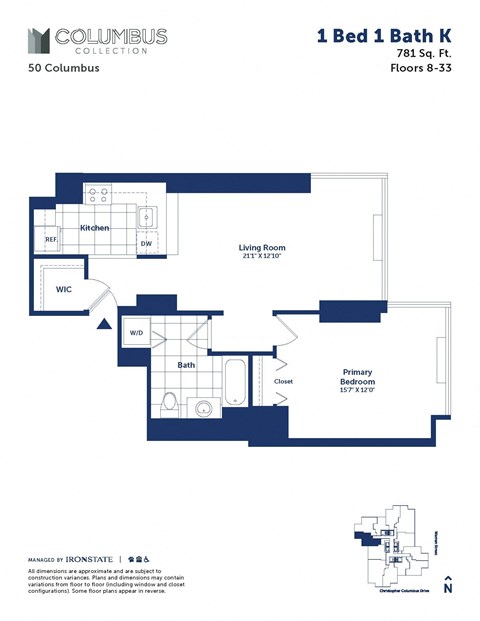 the floor plan of bed 1  bath 1k